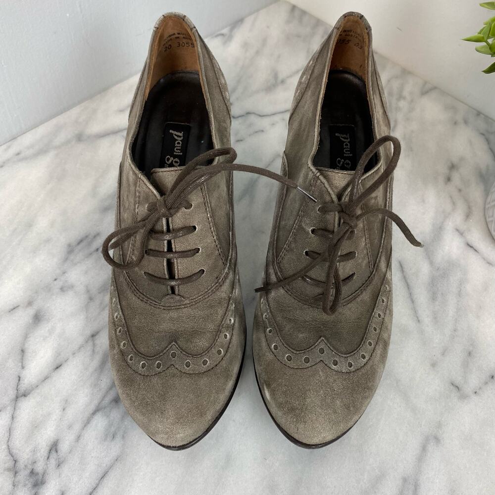 Paul Green Kelsey Lace Up Brougue Oxford Gray Nubuck Leather 6.5 Steampunk - Picture 8 of 9